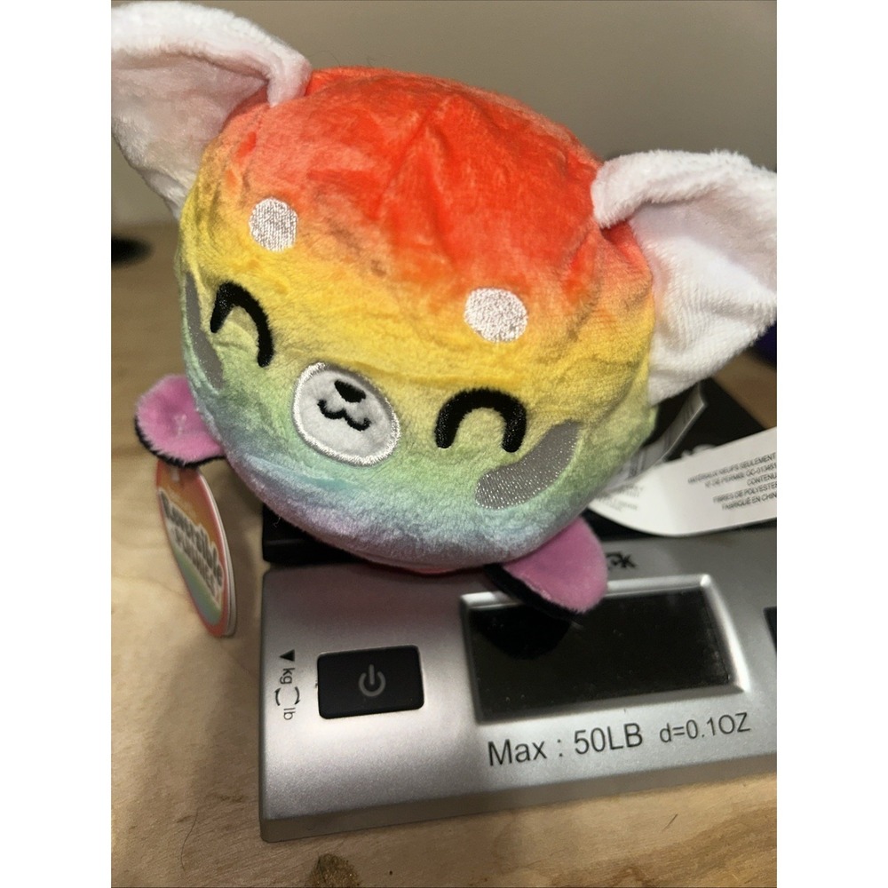 TEETURTLE Reversable Narwhal Rainbow‎ and Red Plush Happy and Angry